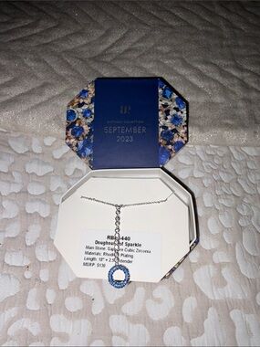 September Blue Cubic Zirconia Circle Pendant Necklace